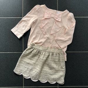 Janie and Jack | Ruffle Bow Top w Tweed Skirt